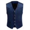 Gilet Homme Vintage Allthemen Daim Slim Fit Bleu Marine