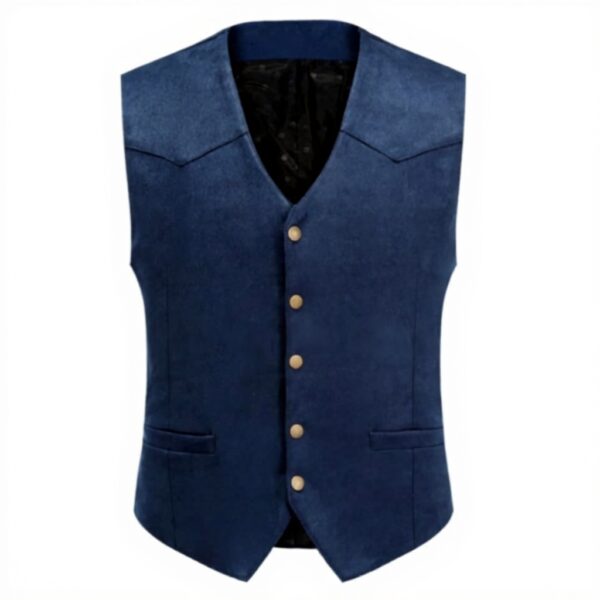 Gilet Homme Vintage Allthemen Daim Slim Fit Bleu Marine