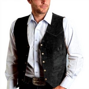 Allthemen Mens Suede Vest Vintage Retro Sleeveless Slim Fit