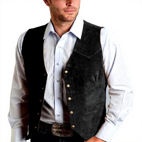 Allthemen Mens Suede Vest Vintage Retro Sleeveless Slim Fit