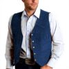 Gilet Homme Vintage Allthemen Daim Slim Fit Bleu Marine