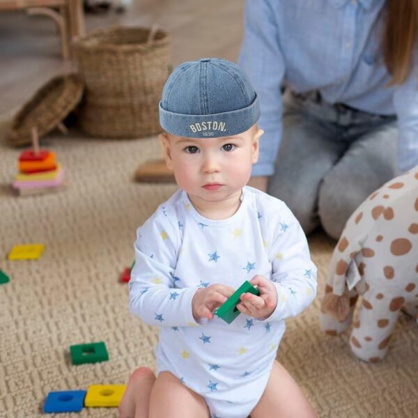 Casquette Docker Enfant Coton Rétro HiyyFloy Bleu-1