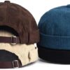 Casquette docker homme sans bord réglable bonnet rétro femme-2