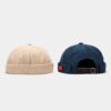 Casquette docker homme sans bord réglable bonnet rétro femme-5