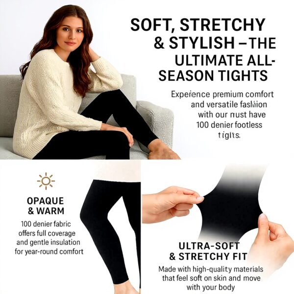 Collants épais 100 deniers sans pieds Mysasi femme bleu