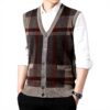 Gilet tricoté homme Generisch col V sans manches hiver