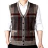 Gilet tricoté homme Generisch col V sans manches hiver