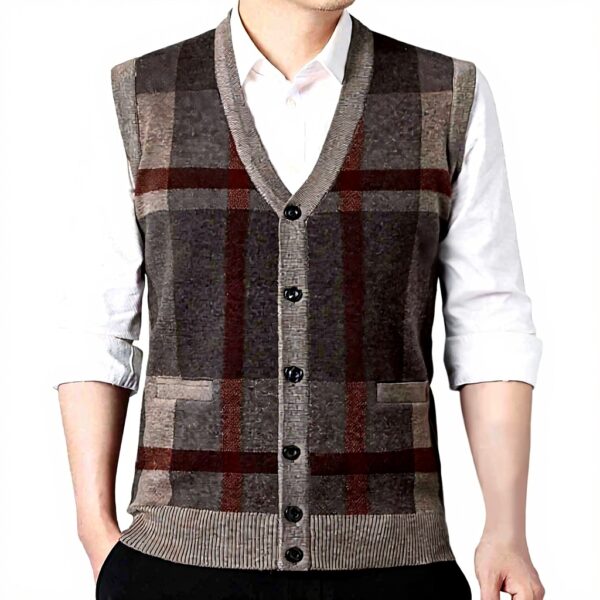 Gilet tricoté homme Generisch col V sans manches hiver