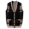 Gilet tricoté homme Generisch col V sans manches hiver