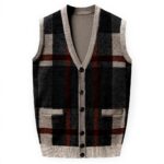 Gilet tricoté homme Generisch col V sans manches hiver