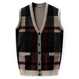 Gilet tricoté homme Generisch col V sans manches hiver