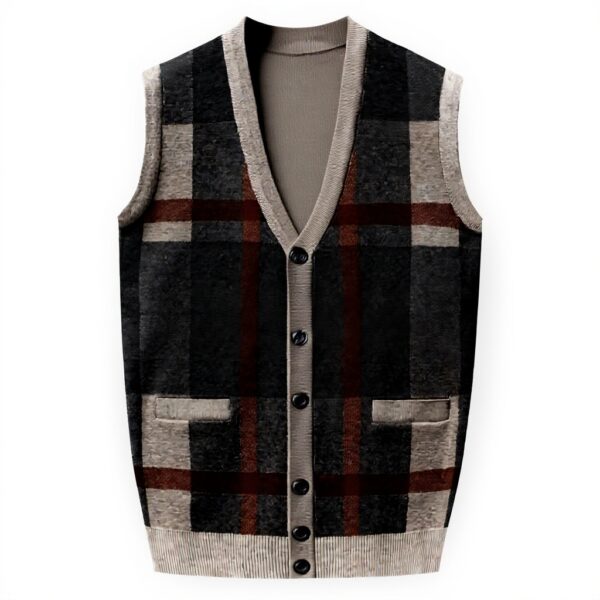 Gilet tricoté homme Generisch col V sans manches hiver