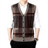 Gilet tricoté homme Generisch col V sans manches hiver