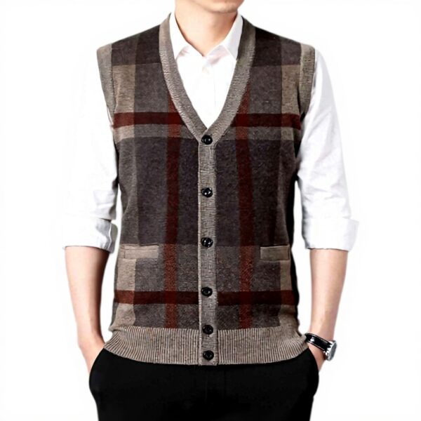 Gilet tricoté homme Generisch col V sans manches hiver