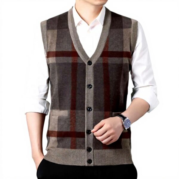 Gilet tricoté homme Generisch col V sans manches hiver