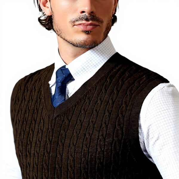 Gilet homme coton col V tricot torsadé sans manches Kallspin