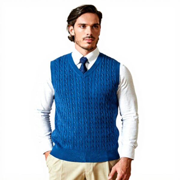 Kallspin Gilet homme coton col V tricot torsadé sans manches