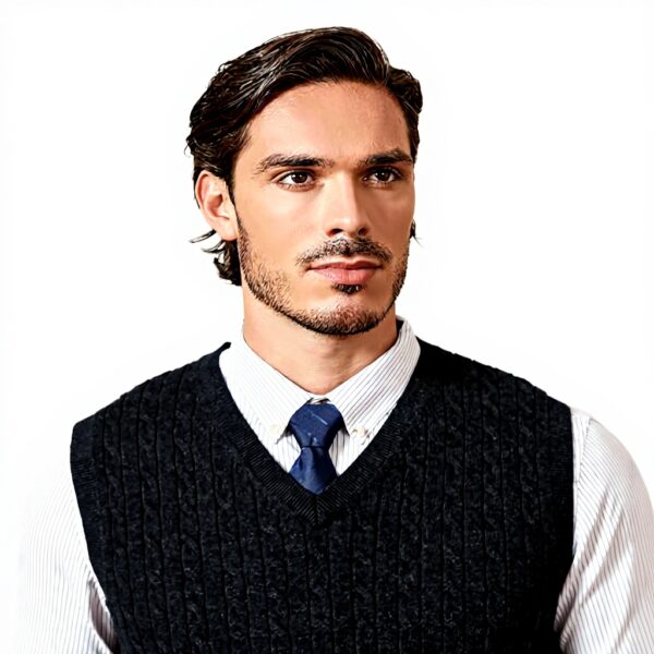 Gilet homme coton col V sans manches Kallspin tricot torsadé