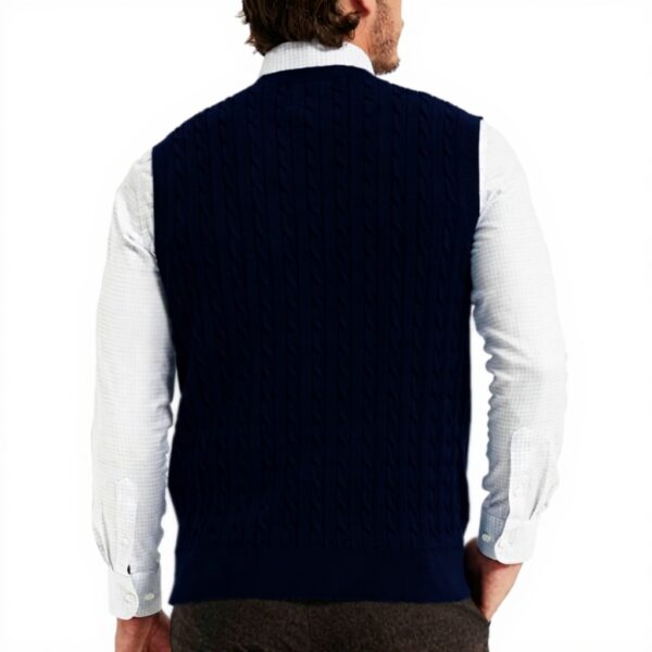 Gilet homme coton col V tricot torsadé sans manches Kallspin
