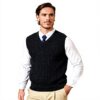 Gilet homme coton col V sans manches Kallspin tricot torsadé