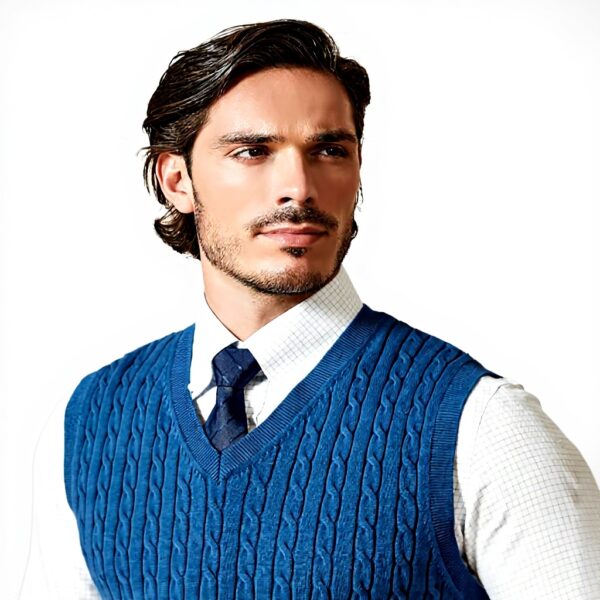 Kallspin Gilet homme coton col V tricot torsadé sans manches