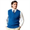 Kallspin Gilet homme coton col V tricot torsadé sans manches