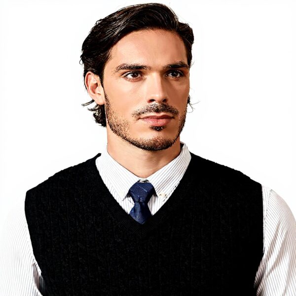 Gilet homme coton col V tricot torsadé sans manches Kallspin