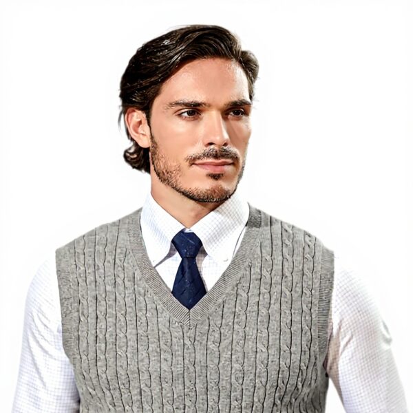 Gilet homme coton col V tricot torsadé sans manches Kallspin