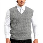 Gilet homme coton col V tricot torsadé sans manches Kallspin