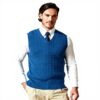 Kallspin Gilet homme coton col V tricot torsadé sans manches