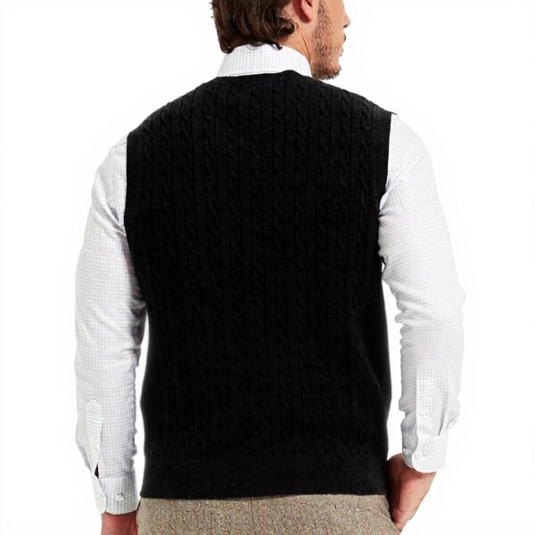 Gilet homme coton col V sans manches Kallspin tricot torsadé