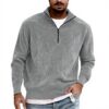 Sweat homme velours côtelé col zippé confortable Generic