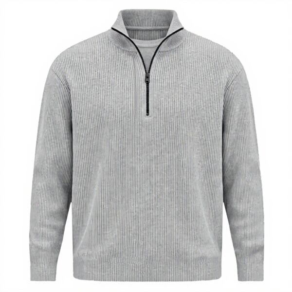 Sweat homme velours côtelé col zippé confortable Generic