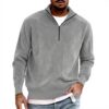 Sweat homme velours côtelé col zippé confortable Generic