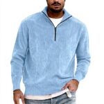 Pull velours côtelé homme col zippé confortable Generic