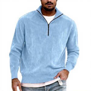 Pull velours côtelé homme col zippé confortable Generic