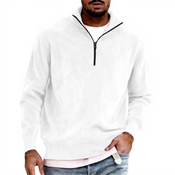 Sweat velours côtelé homme col zippé confortable Generic