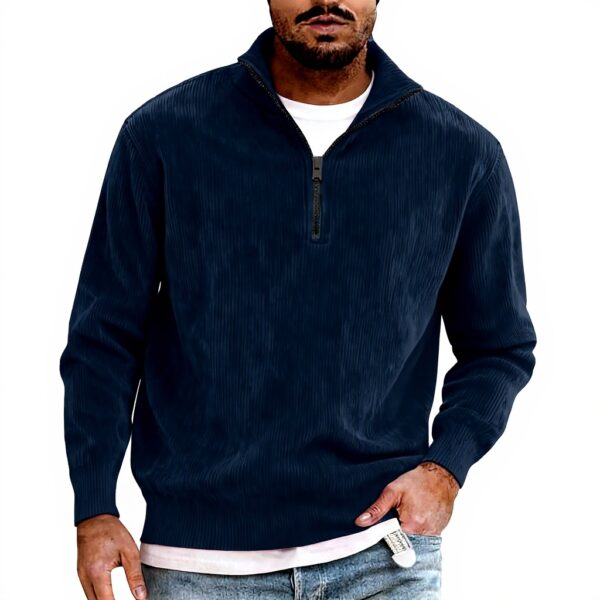 Pull velours côtelé homme col zippé Generic confortable