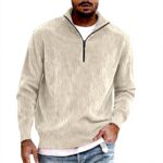 Sweatshirt homme velours côtelé col zippé confortable