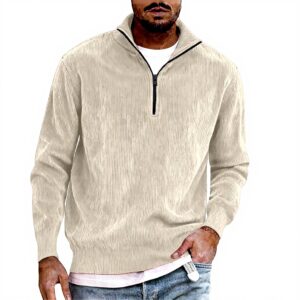 Sweatshirt homme velours côtelé col zippé confortable