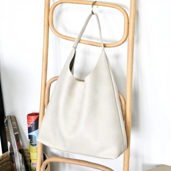 Sac hobo femme cuir végétalien souple Hoxis beige bleu noir