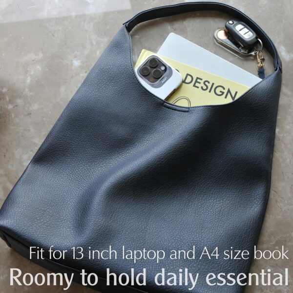 Sac hobo femme cuir végétalien souple sac fourre-tout-4