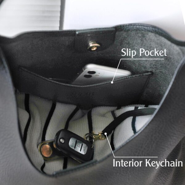 Sac hobo femme cuir végétalien souple sac à main fourre-tout-5