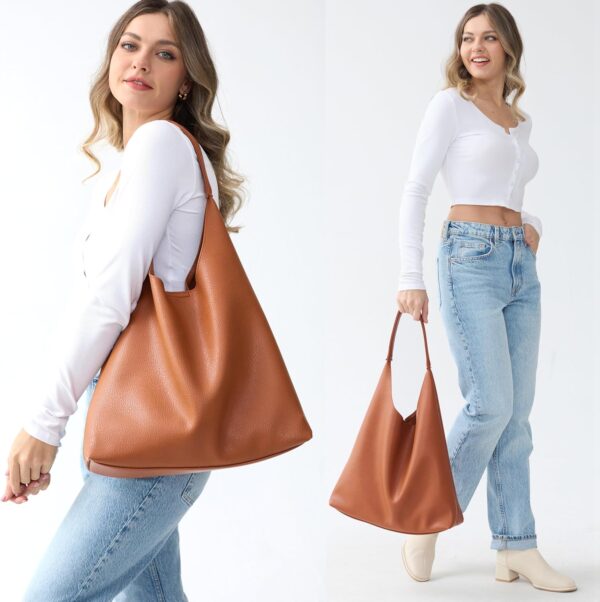Sac hobo femme cuir végétalien souple sac à main fourre-tout-1