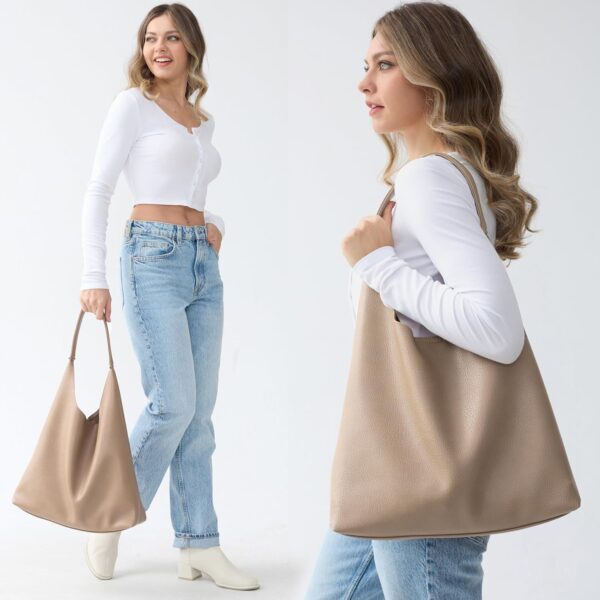 Sac hobo femme cuir végétalien souple HOXIS sac à main-1
